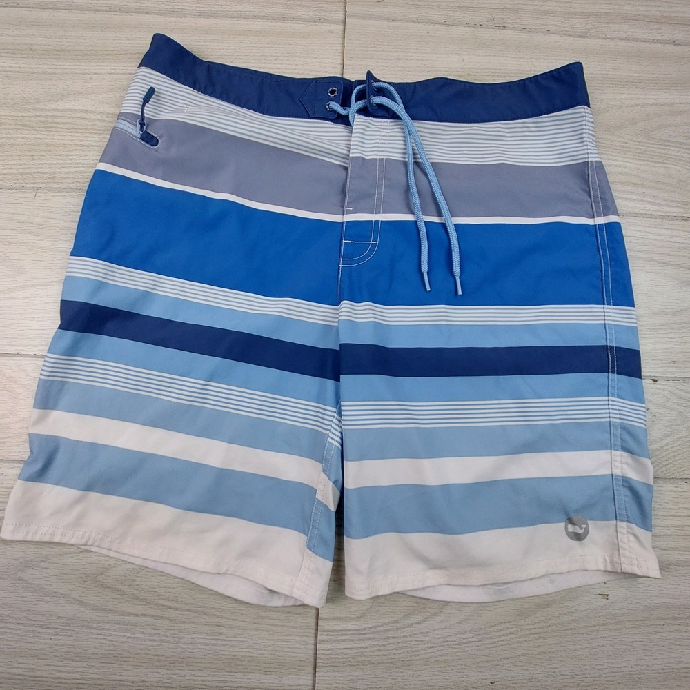 Vineyard Vines Swim Trunks Board Shorts Mens 36 Striped Performance Pocket Surf